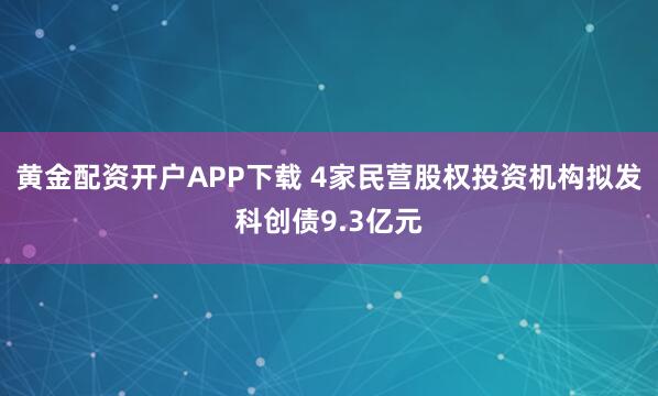 黄金配资开户APP下载 4家民营股权投资机构拟发科创债9.3亿元